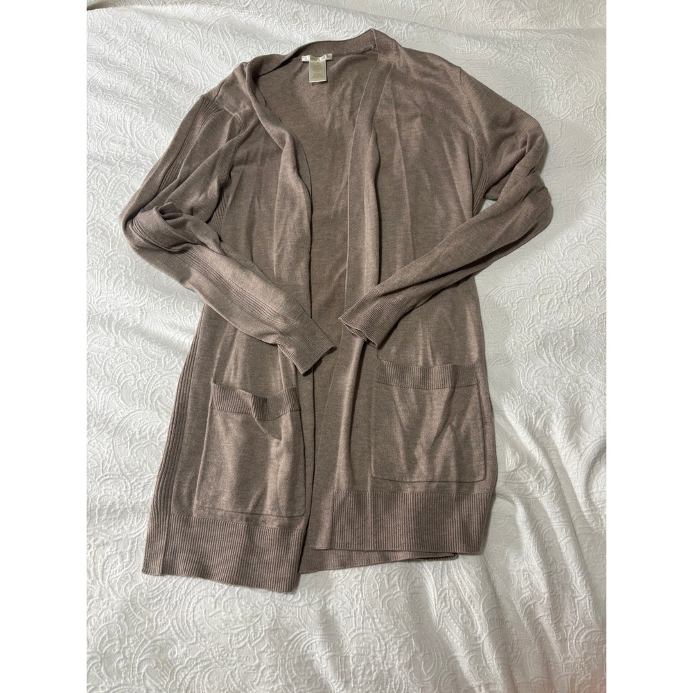 Matty M Womens XL Taupe Brown Open Front Longline Cardigan Sweater MS9121US/OM